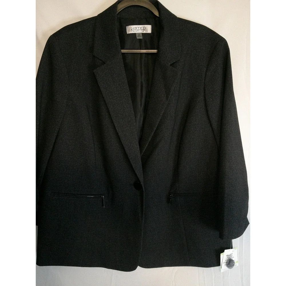 Kasper Charcoal Blazer Womens‎ 18W Career Business Office Wear Jacket $129 NWT